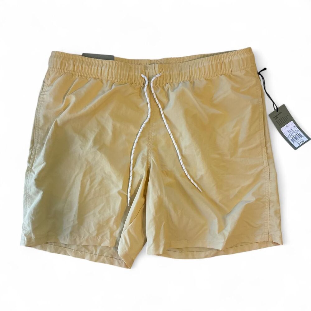 Men’s Yellow Swim Trunks Size Large NWT 7” Inseam Quick Dry Beach Shorts